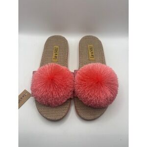 La-a SOLE Luxury Pom Pom Slide Sandals/Slippers size 37/38 NWT